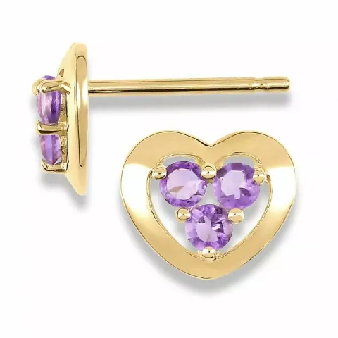 Sydänkorvakorut 9 karaatin kultaa kanssa ametistia