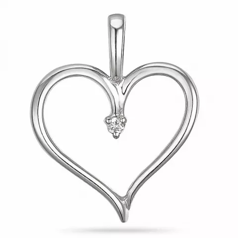Sydän timantti riipus 14 karaatti valkokultaa 0,01 ct