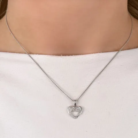 sydän timantti riipus 14 karaatti valkokultaa 0,08 ct