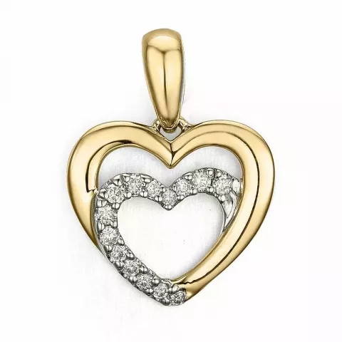 Sydän timanttiriipus 14 karaatti kulta ja valkokultaa 0,08 ct