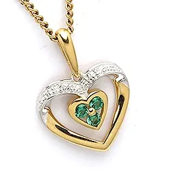 sydän riipus  9 karaatin kultaa kanssa rodium