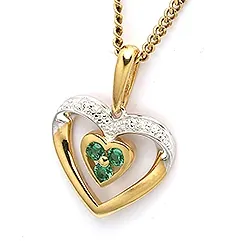 sydän riipus  9 karaatin kultaa kanssa rodium