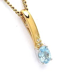 Ovaali riipus  9 karaatin kultaa ja 9 karaatin valkokultaa