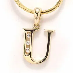 u-kirjain riipus 14 karaatti kultaa 0,03 ct