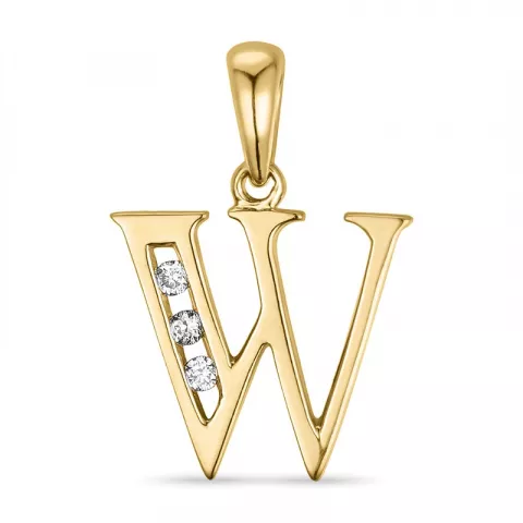 W-kirjain timantti riipus 14 karaatti kultaa 0,027 ct