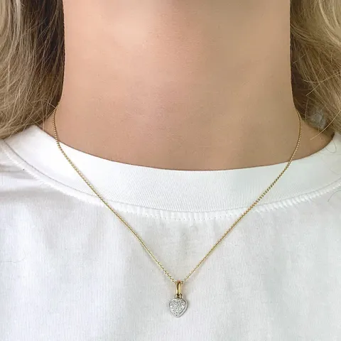 Sydän riipus  9 karaatin kultaa ja 9 karaatin valkokultaa