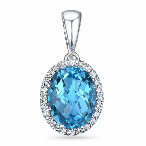 sininen topaasi riipus 14 karaatti valkokultaa 0,12 ct 2,16 ct