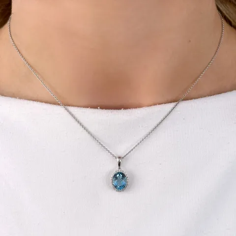 sininen topaasi riipus 14 karaatti valkokultaa 0,12 ct 2,16 ct