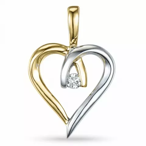 sydän timantti riipus 14 karaatti kulta ja valkokultaa 0,02 ct