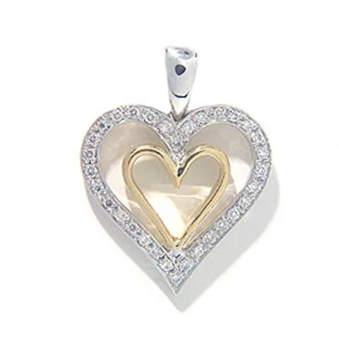 sydän riipus 14 karaatti kulta ja valkokultaa 0,15 ct