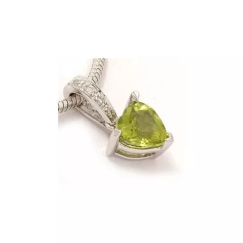 Vihreä peridootti timanttiriipus 14 karaatti valkokultaa 0,03 ct