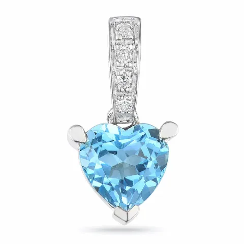 sydän topaasi riipus 14 karaatti valkokultaa 0,03 ct 1,0 ct