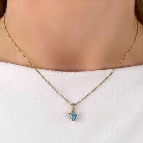 sydän topaasi riipus 14 karaatti valkokultaa 0,03 ct 1,0 ct
