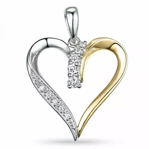 sydän timantti riipus 14 karaatti kulta ja valkokultaa 0,19 ct