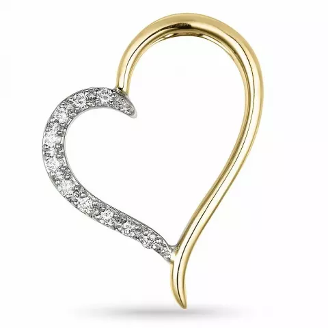 sydän timanttiriipus 14 karaatti kulta ja valkokultaa 0,1 ct