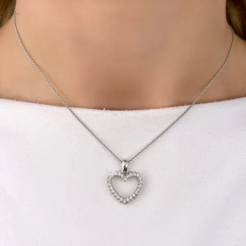 sydän timanttiriipus 14 karaatti valkokultaa 0,46 ct