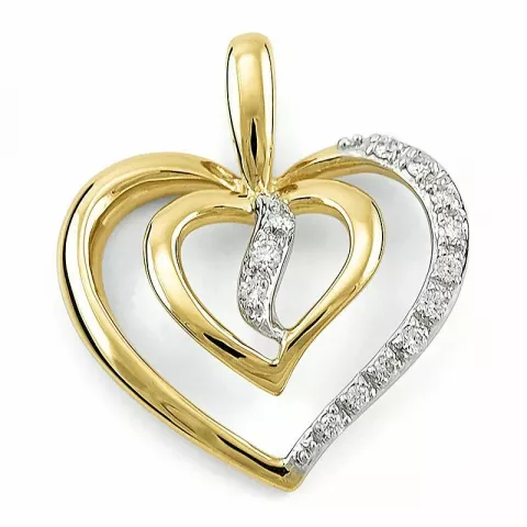 sydän timanttiriipus 14 karaatti kulta ja valkokultaa 0,07 ct