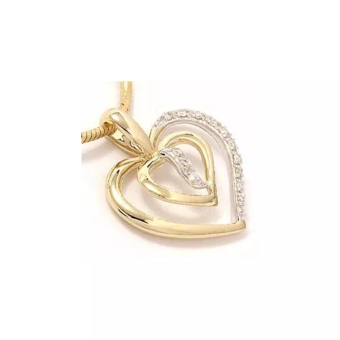 sydän timanttiriipus 14 karaatti kulta ja valkokultaa 0,07 ct