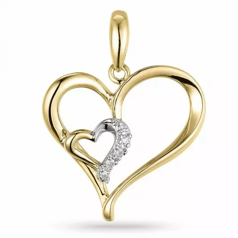 sydän timantti riipus 14 karaatti kulta ja valkokultaa 0,03 ct