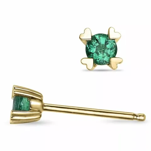 2 x 0,22 ct solitaire-nappikorvakorut 14 karaatin kultaa kanssa smaragdi