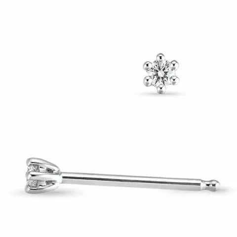 2 x 0,03 ct solitaire-nappikorvakorut 14 karaatin valkokultaa kanssa timantti