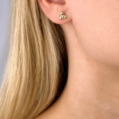 kukka timantti nappikorvakorut 14 karaatin kultaa kanssa timantti 