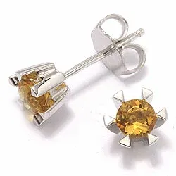 Sitriini nappikorvakorut 14 karaatin valkokultaa kanssa sitriiniä 