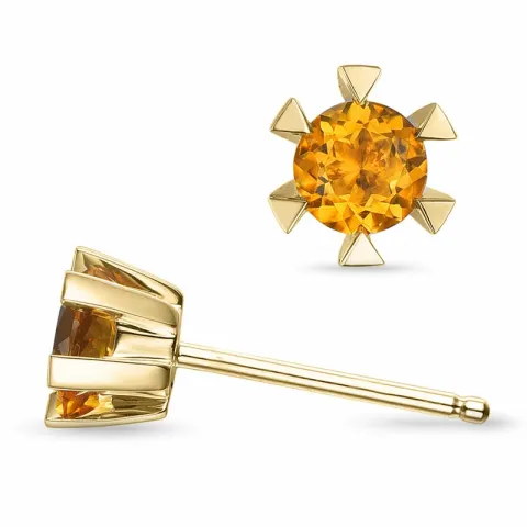 2 x 0,25 ct solitaire-nappikorvakorut 14 karaatin kultaa kanssa sitriini
