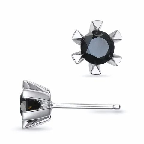 2 x 0,50 ct mustat solitaire-nappikorvakorut 14 karaatin valkokultaa kanssa musta timantti