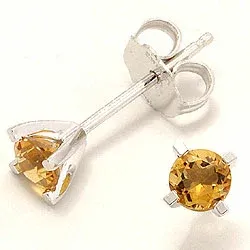 Sitriini nappikorvakorut 14 karaatin valkokultaa kanssa sitriiniä 