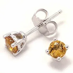 Sitriini nappikorvakorut 14 karaatin valkokultaa kanssa sitriiniä 