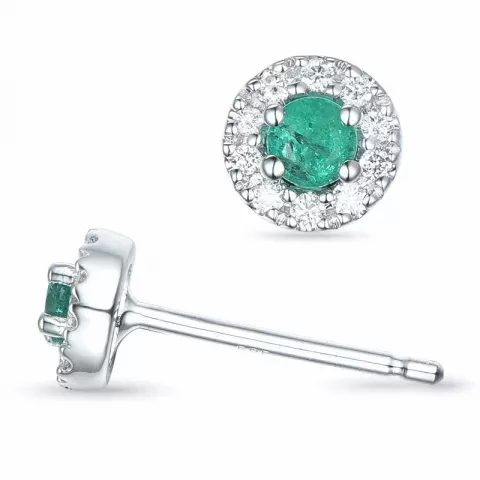 pyöreitä smaragdi korvarenkaat 14 karaatin valkokultaa kanssa timantti ja smaragdi 