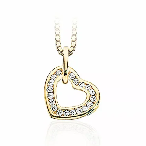 Suuri Scrouples sydän zirkoni riipus  8 karaatin kultaa Kullattu hopeakaulaketju valkoinen zirkoni