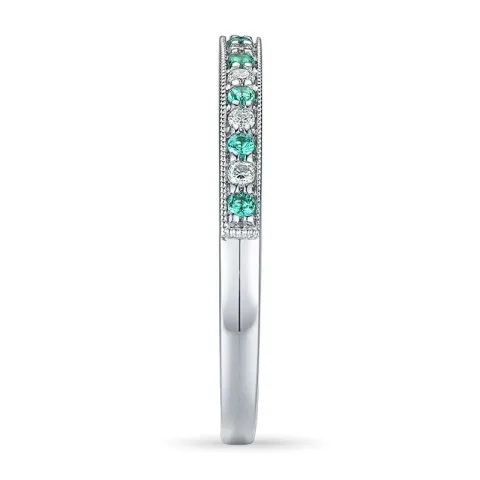 smaragdi sormus 14 karaatin valkokultaa 0,08 ct 0,10 ct