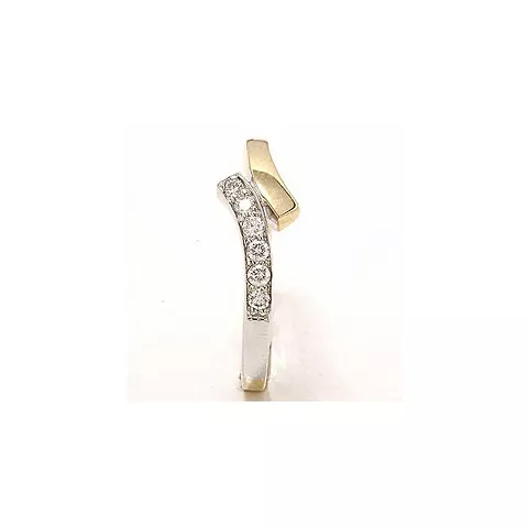 abstrakti timantti sormus 14 karaatin kulta ja valkokultaa 0,15 ct
