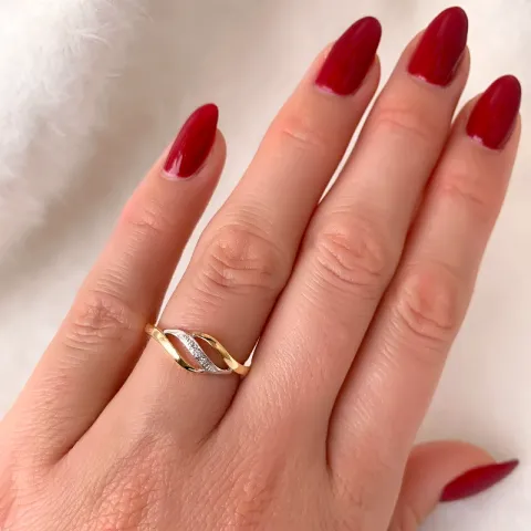 sormus 14 karaatin kulta ja valkokultaa 0,015 ct