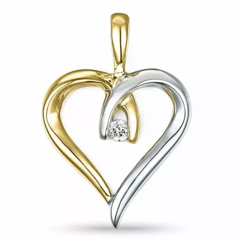 sydän timantti riipus 14 karaatti kulta ja valkokultaa 0,04 ct