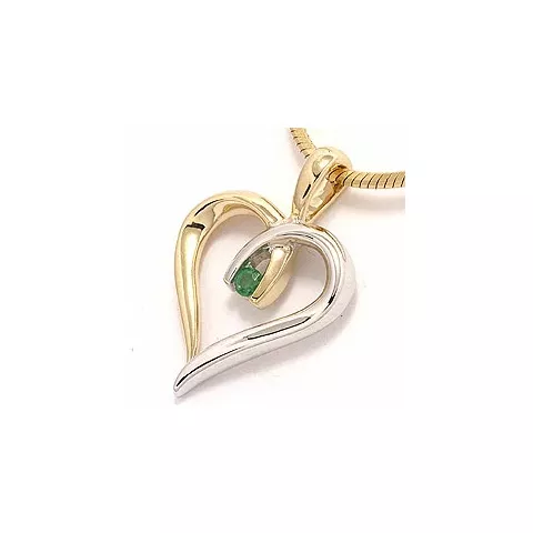 sydän smaragdi riipus 14 karaatti kulta ja valkokultaa 0,04 ct