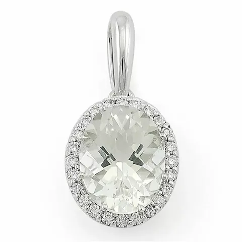ovaali kvartsi timanttiriipus 14 karaatti valkokultaa 0,12 ct 2,0 ct