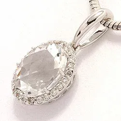 ovaali kvartsi timanttiriipus 14 karaatti valkokultaa 0,12 ct 2,0 ct