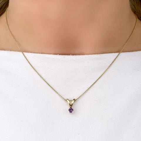 sydän lila ametisti riipus 14 karaatti kultaa 0,22 ct