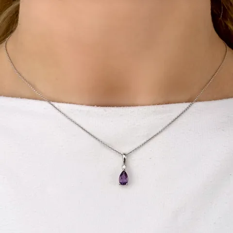 lila ametisti riipus 14 karaatti valkokultaa 0,03 ct 0,78 ct