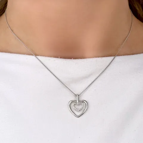 Sydän briljantti riipus 14 karaatti valkokultaa 0,20 ct