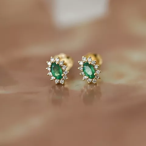 smaragdi ruusukenappikorvakorut 14 karaatin kultaa kanssa timantti ja smaragdi 