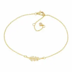 Joanli Nor höyhen rannekoru  kullattua hopeaa valkoinen zirkoni