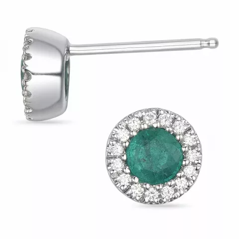 pyöreitä smaragdi nappikorvakorut 14 karaatin valkokultaa kanssa timantti ja smaragdi 