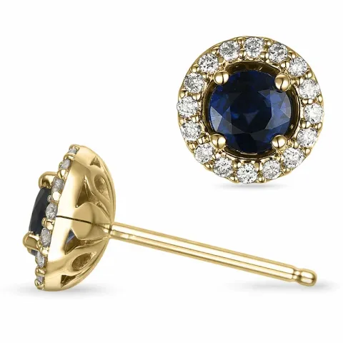 pyöreitä safiiri nappikorvakorut 14 karaatin kultaa kanssa timantti ja safiiri 