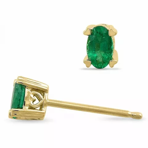 Vihreä smaragdi nappikorvakorut 14 karaatin kultaa kanssa smaragdia 
