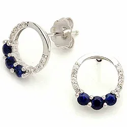 Safiiri nappikorvakorut 14 karaatin valkokultaa kanssa timanttia ja safiiria 