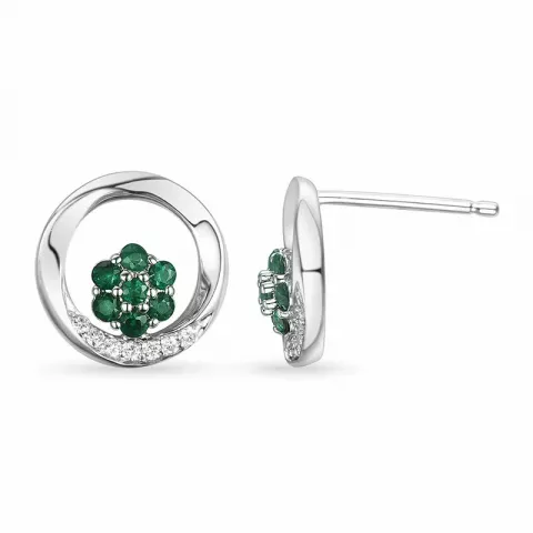 pyöreitä kukka smaragdi nappikorvakorut 14 karaatin valkokultaa kanssa timantti ja smaragdi 